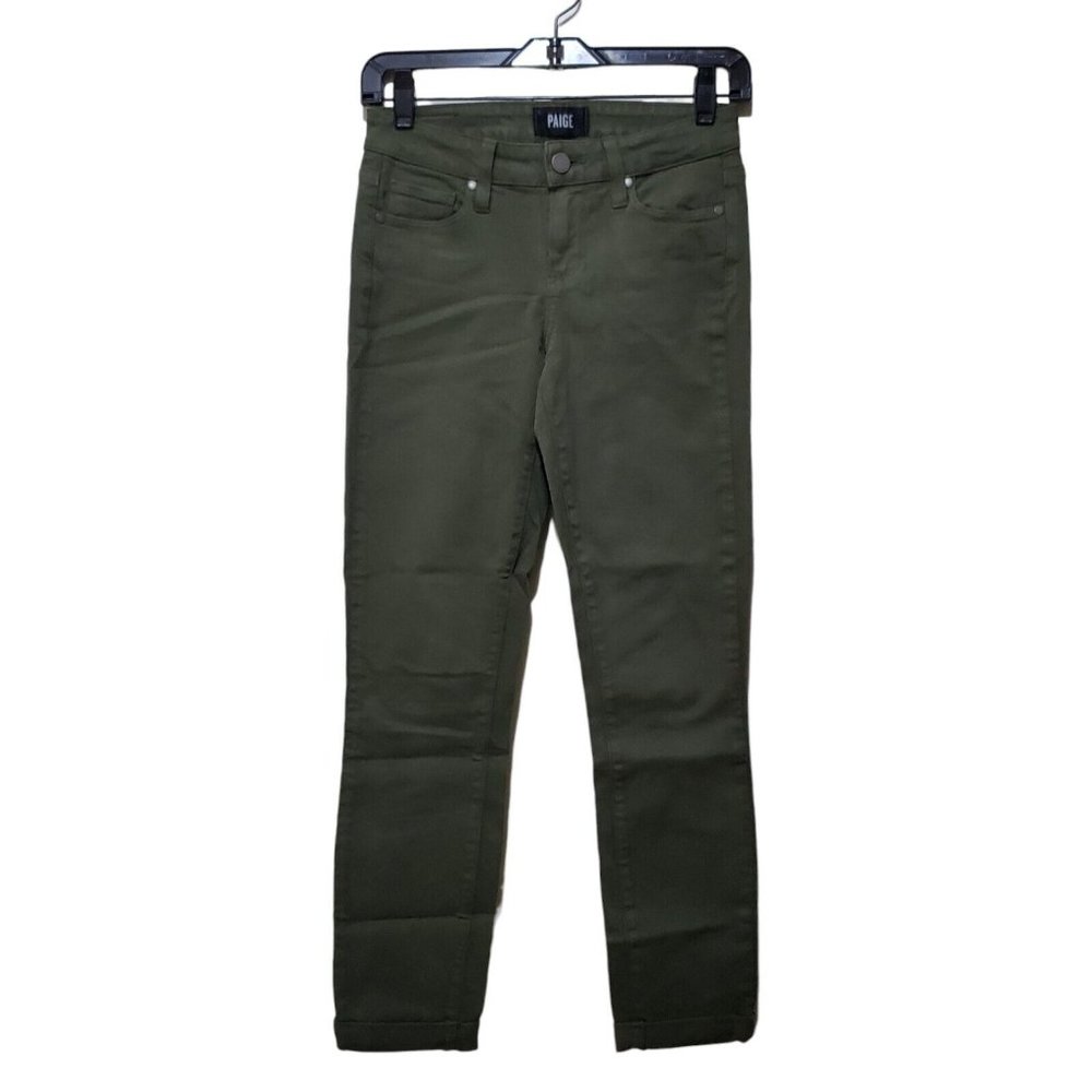 Paige Kylie‎ Crop Skinny Jeans Green Faded Leaf Rolled Ankle Women's Sz 24 NWOT